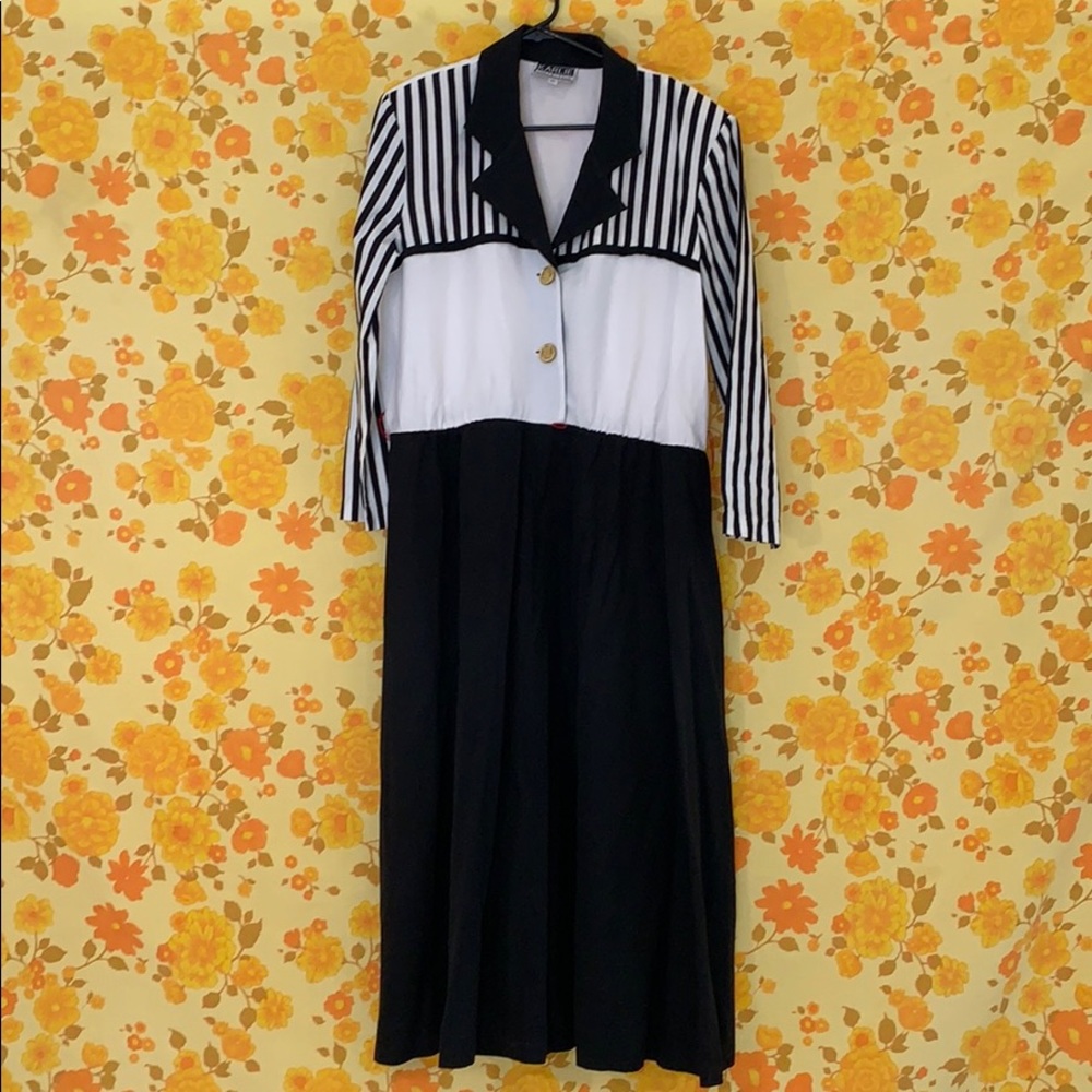 Vintage Black & White Stripe Plus Size Dress